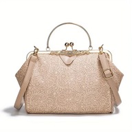 TOREBKA MALOWANE KRAWĘDZIE BIGIEL MODNA ELEGANCKA RÓŻOWA ZŁOCONA STYL