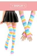 Pudrowe długie rękawiczki Mitenki + Zakolanówki. Nowe