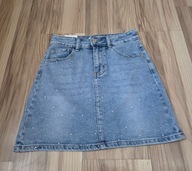 Spódnica mini jeans przecierany cyrkonie S