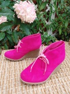 super mode buty półbuty trzewiki koturny róż 36