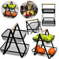 KOSZ NA OWOCE WARZYWA OZDOBNY METALOWY POJEMNIK DWUPOZIOMOWY PATERA CZARNY