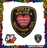 20 Naszywka Straży Miejskiej m.st. Warszawy i czerwone serce – symbol WOŚP