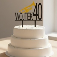 topper na tort dekoracja urodziny personalizacja wiek imię TRĄBKA!!!