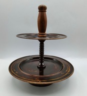 Starodawna miedziana piętrowa PATERA do serwowania