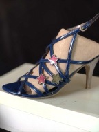 Sandały Bata na szpilce roz. 41 paski gwiazdki granat odkryte palce