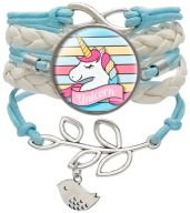 Skórzana bransoletka - Jednorożec - regulowana długość - oczko 25mm