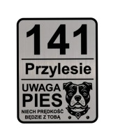Tabliczka 3w1 uwaga PIES amstaff + Numer domu + Ulica