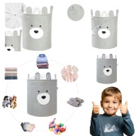 POJEMNIK NA ZABAWKI DUŻY KOSZ TKANINA SZARY ZAMYKANY ORGANIZER 40X50X40CM