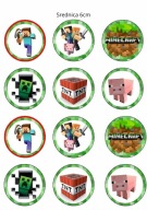 Wydruk CUKROWY MINECRAFT zestaw POSTACI tekst Babeczki