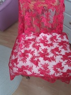 czerwona koronka kupon materiału