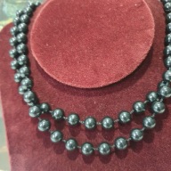 Komplet 2 czarne naszyjniki kulki 40 cm – solidne, mocna nitka, uniwersalne