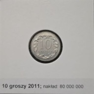 *P[0704] POLSKA 10 groszy 2011 III Rzeczpospolita Orzeł (heraldyka) *Holder
