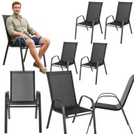 Krzesła ogrodowe metalowe czarne-zestaw 4 sztuki na taras i balkon GoGarden