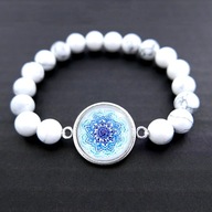 Bransoletka biała mandala art orient kamień howlit