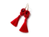 KOLCZYKI SUTASZ czerwone chwost 100% hand made