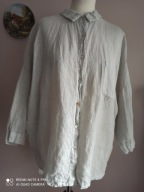 włoska KOSZULA LNIANA swobodna ozdobny tył 40/42