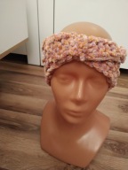 Ciepła opaska na zimę kolor łososiowy