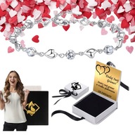 SREBRNA BRANSOLETKA DAMSKA SERCE ŁAŃCUSZEK PREZENT WALENTYNKI ROCZNICA GIFT