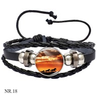 Skórzana bransoletka - Snap - Koń - regulowana długość, wymienne oczka