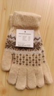 Rękawiczki damskie wełniane beżowe wzór uniwersalne