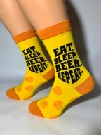 Skarpetki skarpety żółte beer piwo napisy bawełna 36-42 dla piwoszy