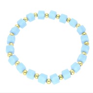 62496 Bransoletka złota stal chirurgiczna koraliki kostki 6 mm