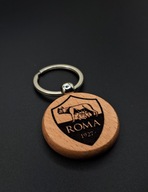 Drewniany brelok AS Roma – grawer z logo, prezent dla kibica