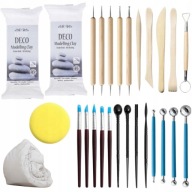 ZESTAW NARZĘDZI DO MODELOWANIA RZEŹBIENIA W GLINIE NARZĘDZIA GLINY 1kg ETUI