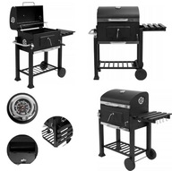 GRILL WĘGLOWY OGRODOWY RUSZT TERMOMETR LUND DELUXE NA KÓŁKACH 57X37CM