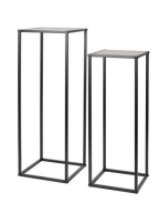 Wysokie stoliki przystawne 2 szt. czarne i kremowe metal MDF