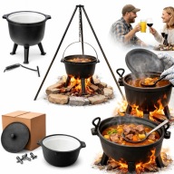 KOCIOŁEK ŻELIWNY WISZĄCY GARNEK NA OGNISKO GRILL 7,2L WĘGIERSKI MYŚLIWSKI