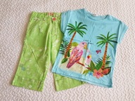 Cool Club bluzka niebieska z papugą spodnie zielone nowe roz 116-134