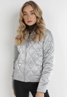 Tanio !_NOWA lekka srebrna KOMFORTOWA pikowana kurtka_zamek_kieszenie_r. 44