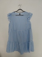 Niebieska rozkloszowana sukienka w kratę 50