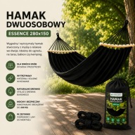 HAMAK OGRODOWY PLAŻOWY DWUOSOBOWY STELAŻ DREWNIANY CZARNY HUŚTAWKA