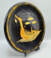 Tajlandia - smok piękny talerzy - lakowany zdobiony złotem - vintage