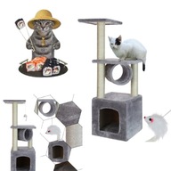 DRAPAK DLA KOTA WIEŻA DRZEWKO DOMEK LEGOWISKO SŁUPEK 92cm SZARY