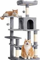 Feandrea Drapak dla Kota 143 cm Hamak Jaskinia Domek Szary Wielopoziomowy