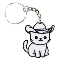 BRELOK KOT W KAPELUSZU COWBOY figurka 3D do kluczy PREZENT KOTEK SŁODKI