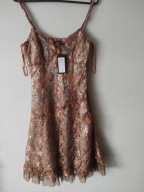 Piekna koronkowa sukienka,nowa,brazowo zlota koronka,458568.S ,wesele/