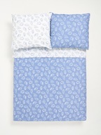 Komplet Pościeli 200x220 cm dwustronna biało-niebieska bawełna + 70x80 cm