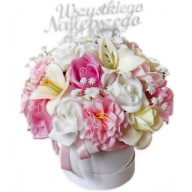 FLOWER BOX bukiet kwiaty mydlane róże prezent handmade urodziny imieniny