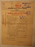 " STOMIL " GRUDZIĄDZ - KARTA GWARANCYJNA NA ŁÓDŹ PNEUMATYCZNĄ, 1988 rok