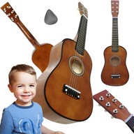 Gitara Drewniana Akustyczna Dla Dzieci 6 Strun 60cm Zabawka Edukacyjna