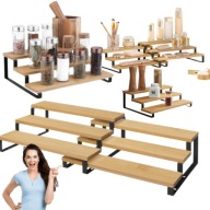 ORGANIZER STOJAK NA PRZYPRAWY KOSMETYKI PERFUMY BAMBUSOWY NA BLAT ZESTAW