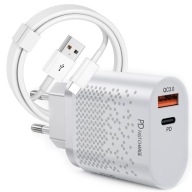 ZESTAW | SZYBKA ŁADOWARKA SIECIOWA USB TYPE-C + KABEL TYPE C | PD20W 3000mA