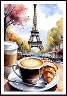 A2 PLAKAT DO KUCHNI JADALNI RESTAURACJI KAWA CAPPUCCINO WIEŻA EIFFLA