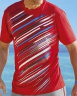 T-shirt męski czerwony ukośne kolorowe paski 5XL Sport Team Atlas For Men
