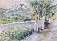 Akwarela Obraz Pejzaż Pieniny Trzy Korony