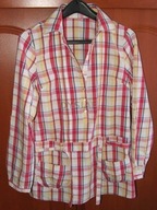 Tunika Koszulowa kraciasta kolorowa długa rozpinana wiązana roz. S